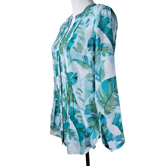 Soft Surroundings Tropical Print Button Up Blouse and Cami Set S Resort Vacation - Picture 2 of 14